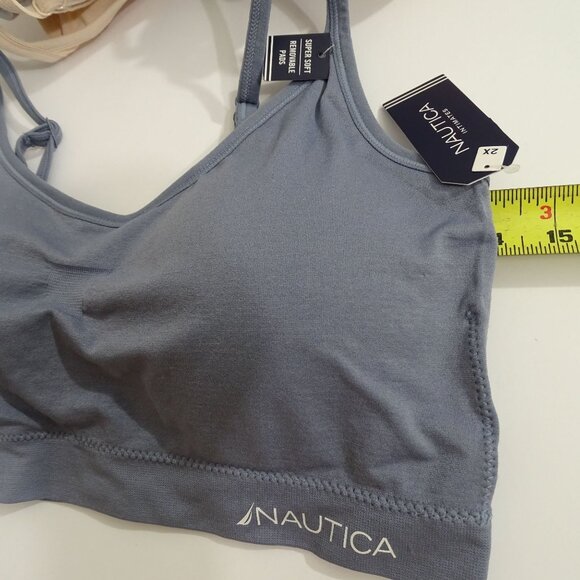 Nautica 3 Pack Seamless Padded Bra Bralette 2X 38DD 40C 40D Blue Tan Gray NEW - Picture 7 of 11